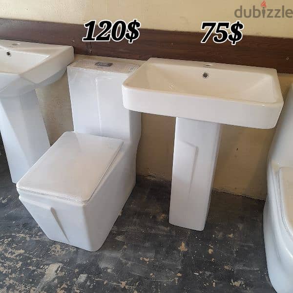 طقم حمام(مغسلة بعامود)bathroom toilet sets(sink and toilet seat) 1