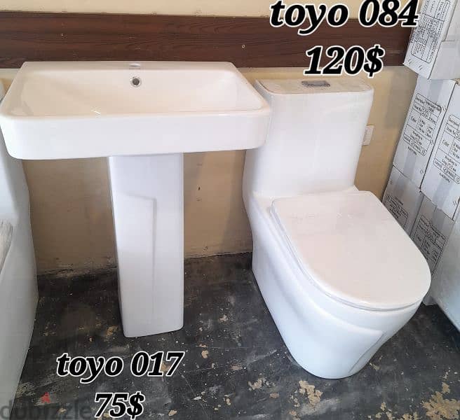 طقم حمام(مغسلة بعامود)bathroom toilet sets(sink and toilet seat) 2