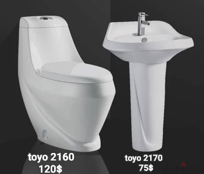 طقم حمام(مغسلة بعامود)bathroom toilet sets(sink and toilet seat) 6