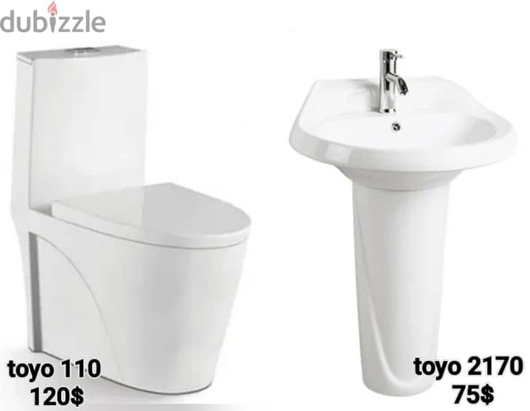 طقم حمام(مغسلة بعامود)bathroom toilet sets(sink and toilet seat) 7