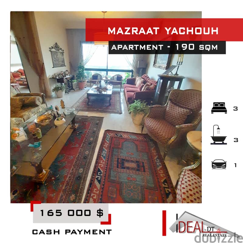 Apartment for sale in Mazraat Yachouh 190 sqm ref#ag20195 0