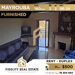 Duplex apartment for rent in Mayrouba - Furnished RB29 0