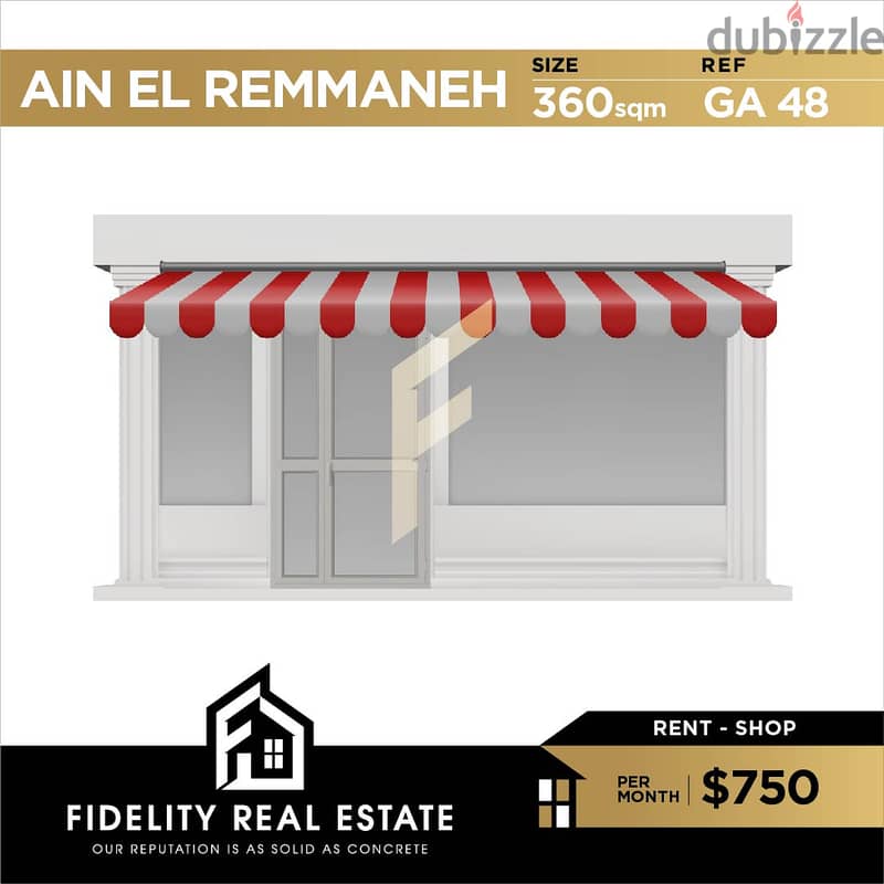 Shop for rent in Ain el remmaneh GA48 0