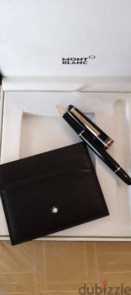 Authentic Mont Blanc pen with leather card holder 2