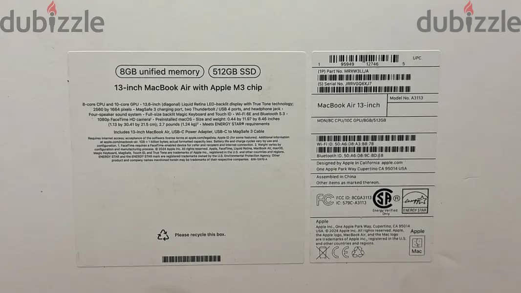 MacBook air 13 m3 8/512gb Midnight MRXW3 great & original price 1