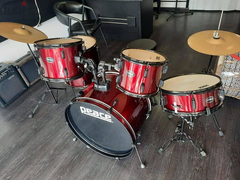 Drums Peace (5-piece drum set with cymbals and seat-red 0