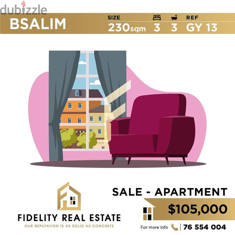 Catchy apartment for sale in Bsalim GY13 0