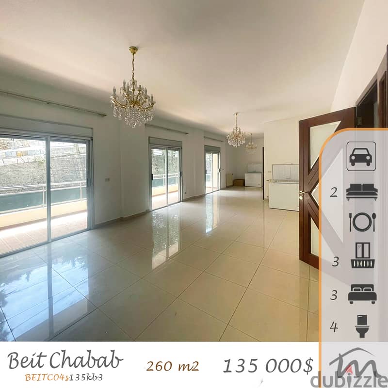 Beit Chabeb | 520$/SQM | Catchy 3 Bedrooms Ap | Huge Balcony | 260m² 0
