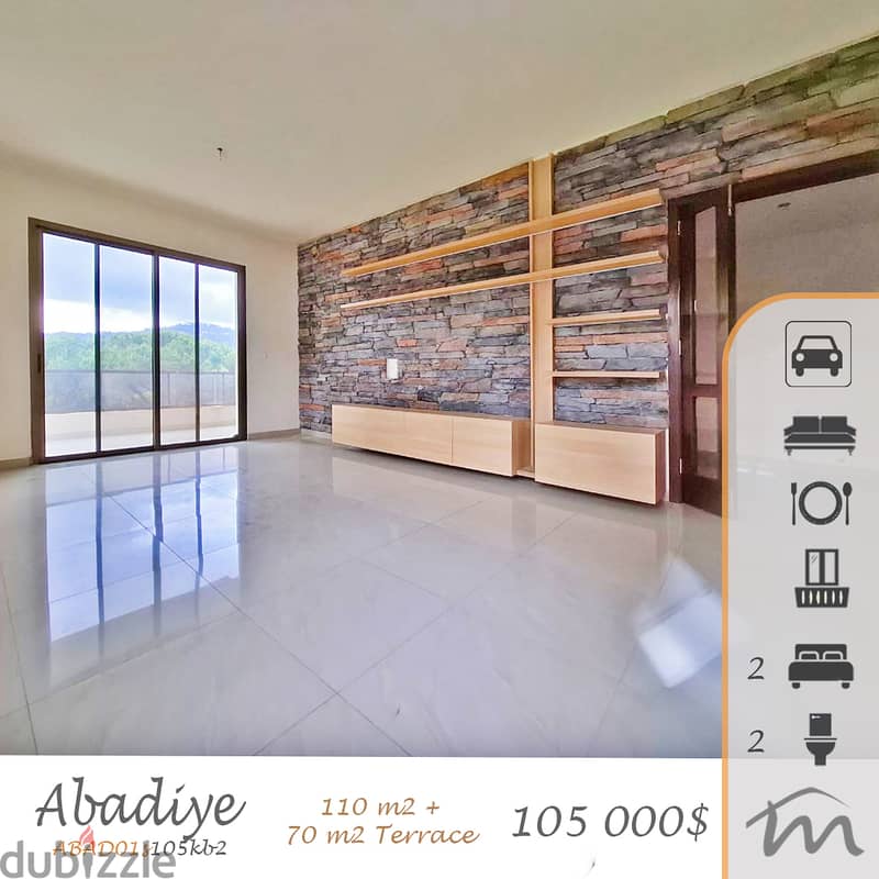 Aabadiye | Brand New 105m² + 70m² Terrace | Balcony | Title Deed 0