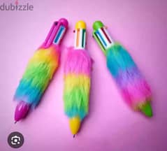 fluffy rainbow pen