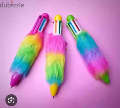 fluffy rainbow pen