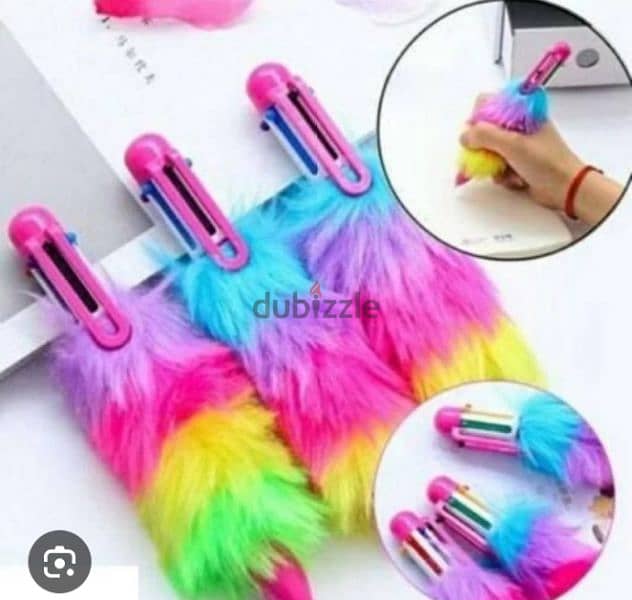 fluffy rainbow pen 1