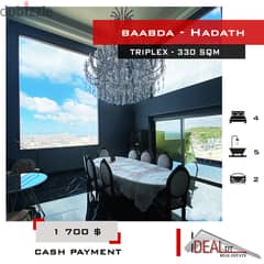 Triplex for rent in Baabda Hadath 330 sqm ref#ms8242