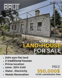 Land + 2 traditional houses for sale in Kfardebian Prime Location