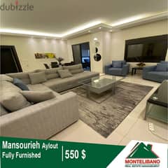 550$!! Fully Furnished Aparment for rent located in Mansourieh