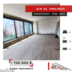 Apartment for sale in Beirut Ain El Mraiseh 500 sqm ref#kj94112