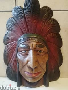 Wooden carved Indian chief 35*25 cm approx