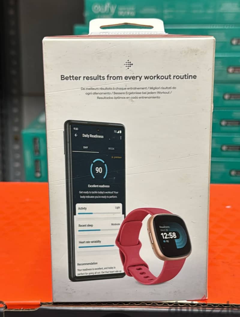 Fitbit versa 4 copper Rose Aluminum case & pink sand infinity band 0