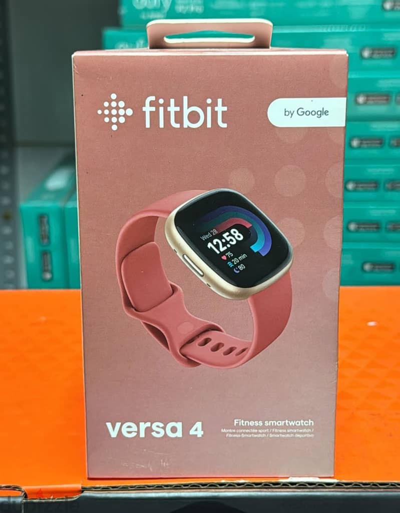 Fitbit versa 4 copper Rose Aluminum case & pink sand infinity band 1