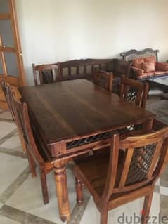 Dining table with six chairs painted new in عنقون