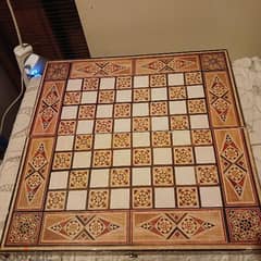 Chessboard with wooden pieces