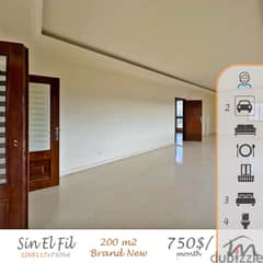 Sin El Fil | Brand New 200m² | Balcony | 2 Parking Lots | Catchy Deal 0