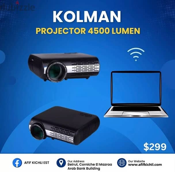 Kolman LED Projectors 4500 Lumen Smart WiFi 0