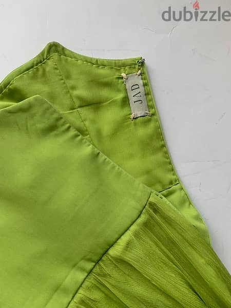 JAD silk and chiffon green strapless dress 1