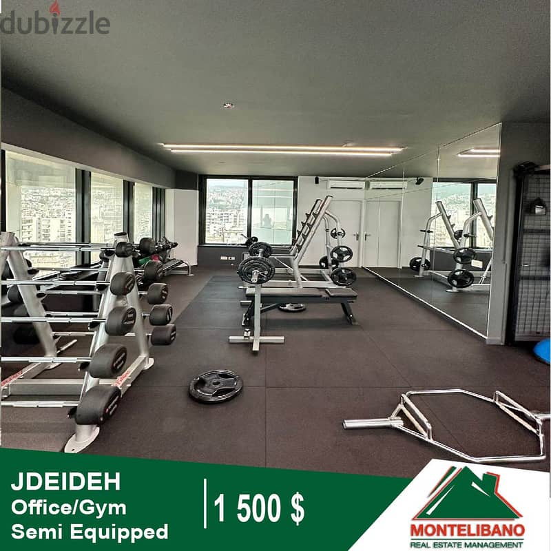 1500$!!! Semi Equipped Office/GYM for rent in Jdeideh 0