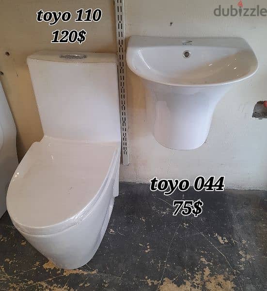 أطقم حمام toyo (كرسي مع مغسلة)toilet seat and sink bathroom 1
