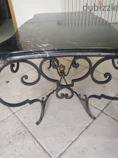 Beautiful wrought iron table with heavy marble top.  طاولة صالون رخام