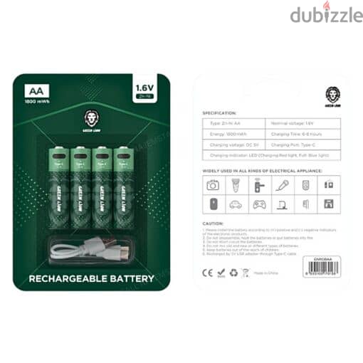 Green Lion Rechargeable Battery AA 1.6V Alkaline Battery 1