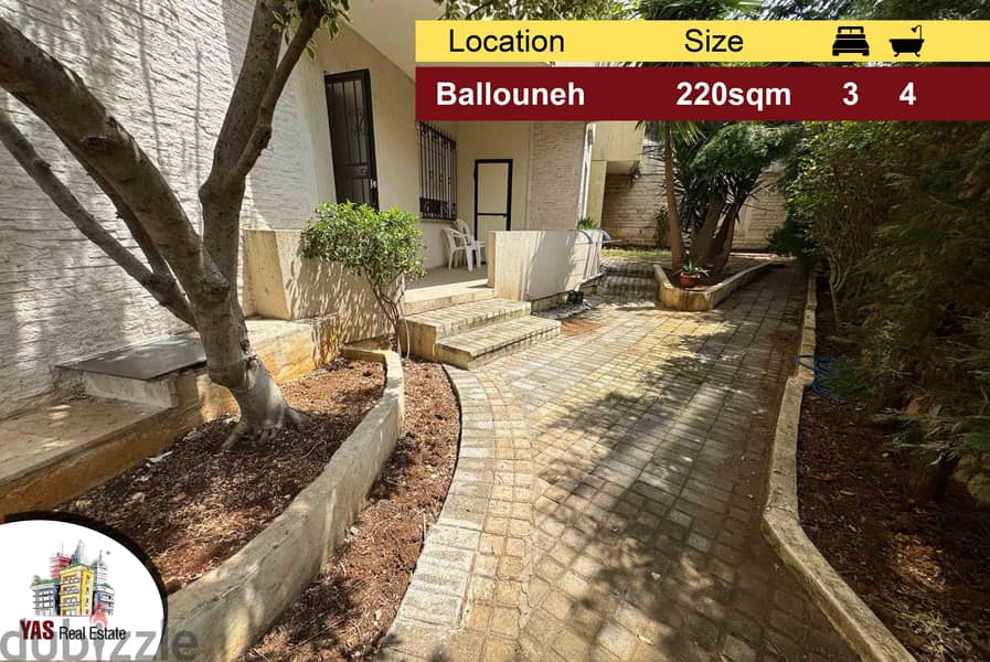 Ballouneh 220m2 | 80m2 Garden | Prime Location | Private Entrance | MY 0