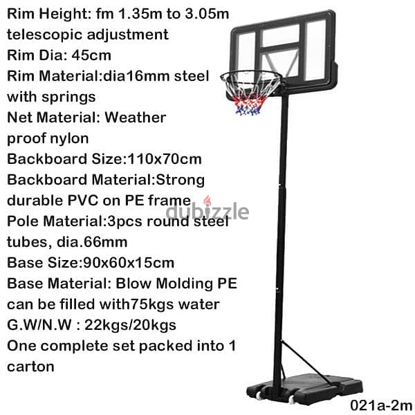 Portable Basketball with Backboard & Wheels 0