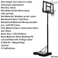 Portable Basketball with Backboard & Wheels