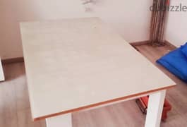 Hard-wood durable table + heavy matt glass top