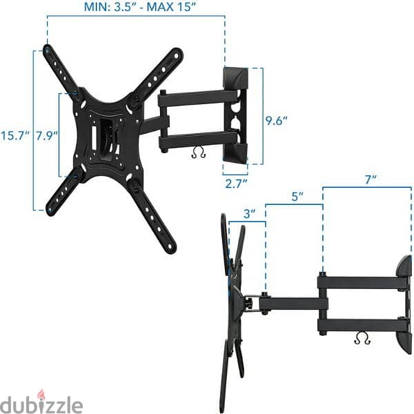 TV Wall Mount Articulating Swivel Fits 23" - 55" TVs 66 lbs TV Bracket 6