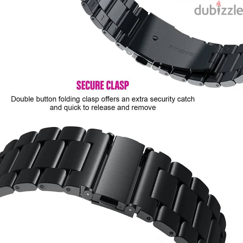 Watch Band in Black Stainless Steel 22mm 8