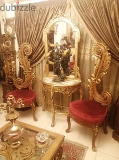 2 chaire with console and miror