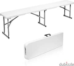 Rectangular Indoor/Outdoor Folding Bench 183 x 28 x 43 cm - White