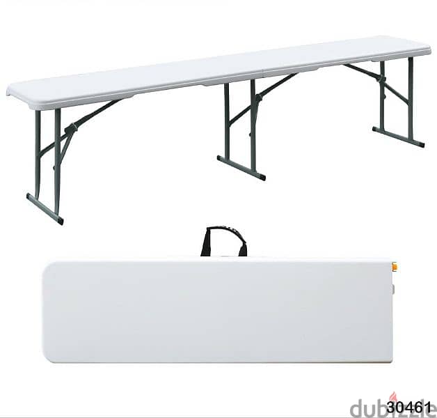 Rectangular Indoor/Outdoor Folding Bench 183 x 28 x 43 cm - White 1