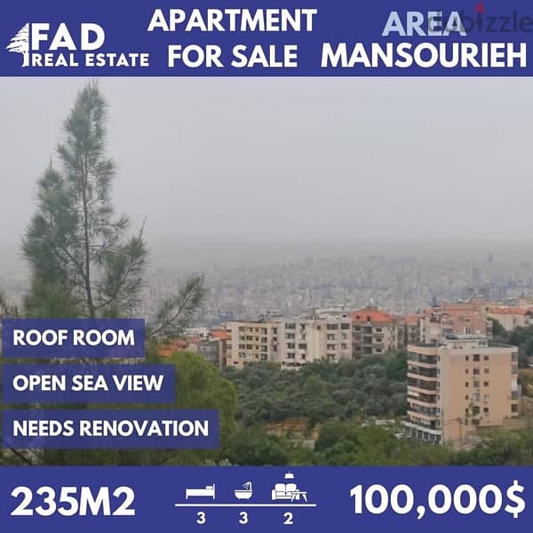 Apartment for Sale in Mansourieh - شقة للبيع في المنصورية 0