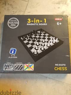 3 in 1 magnetic board: chess, checkers, ludo 0