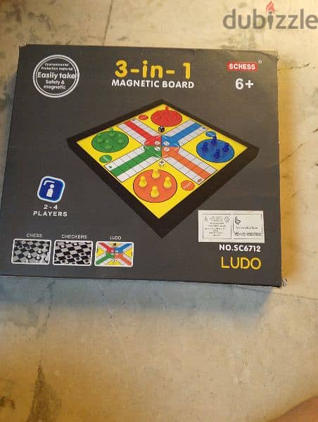 3 in 1 magnetic board: chess, checkers, ludo 1
