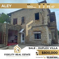 Villa duplex for sale in Aley Qobbei FS47