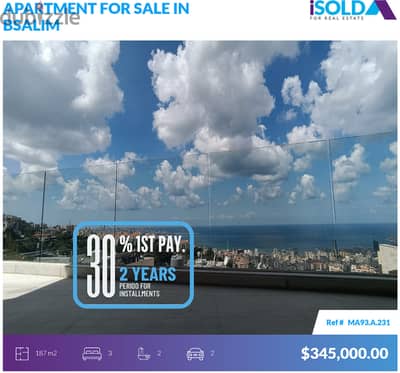 Lease-to-Own, Payment Facilities + sea view for sale in Bsalim