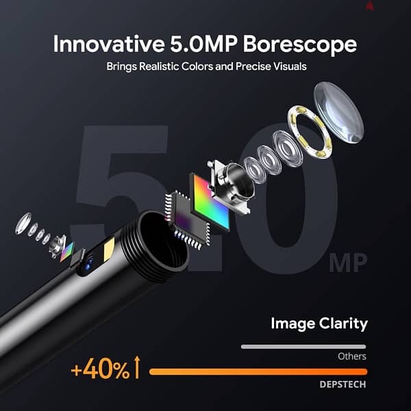 DEPSTECH 5" IPS Screen Borescope Dual Lens,5.0MP 1