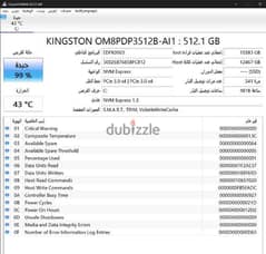 Kingston SSD NVME 512 GB pcle 3×4  health 99%