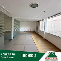400000$!! Open Space Office for sale located in Achrafieh