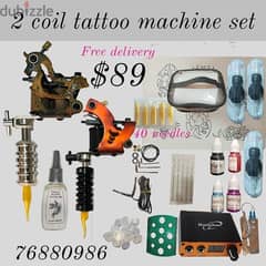 tattoo kit 2 machines needles ink